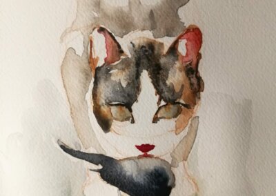 Kočka akvarelem