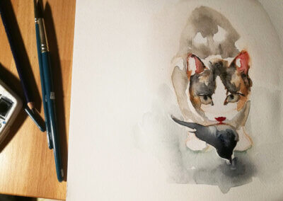 Jak namalovat kočku akvarelem